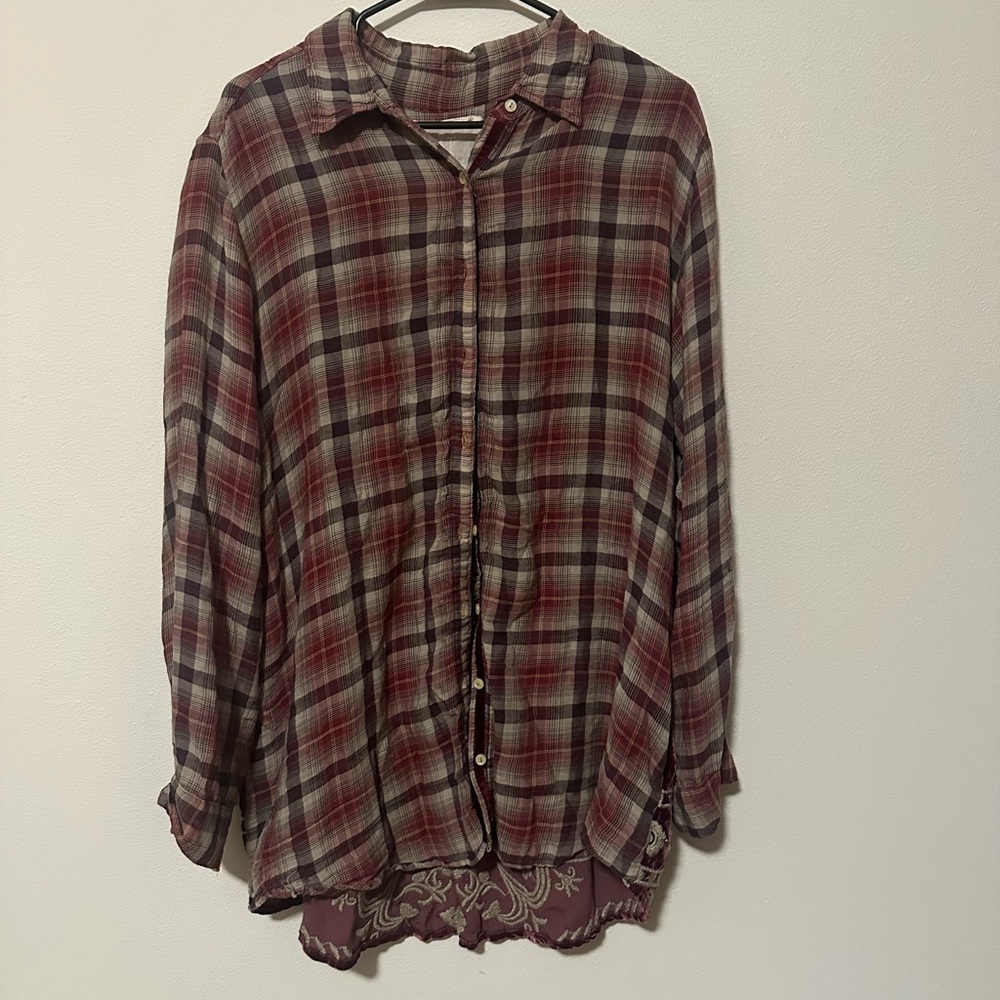 Johnny Was 3J Workshop Anderson Plaid button down fall grunge boho fits like a L - Picture 2 of 6